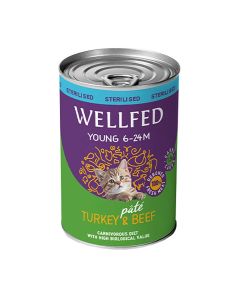 Wellfed Young Sterilised Γαλοπούλα & Βοδινό σε Πατέ 400gr