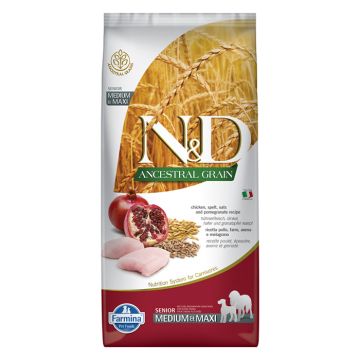 N&D Ancestral Dog Senior Medium-Maxi με Κοτόπουλο & Ρόδι 12kg