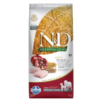 N&D Ancestral Dog Light Medium-Maxi με Κοτόπουλο & Ρόδι 12kg