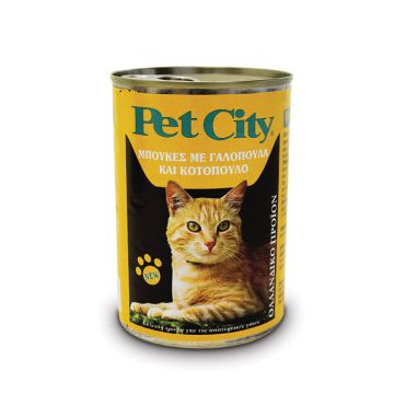 Pet City Γάτας Μπουκιές με Γαλοπούλα & Κοτόπουλο 410gr